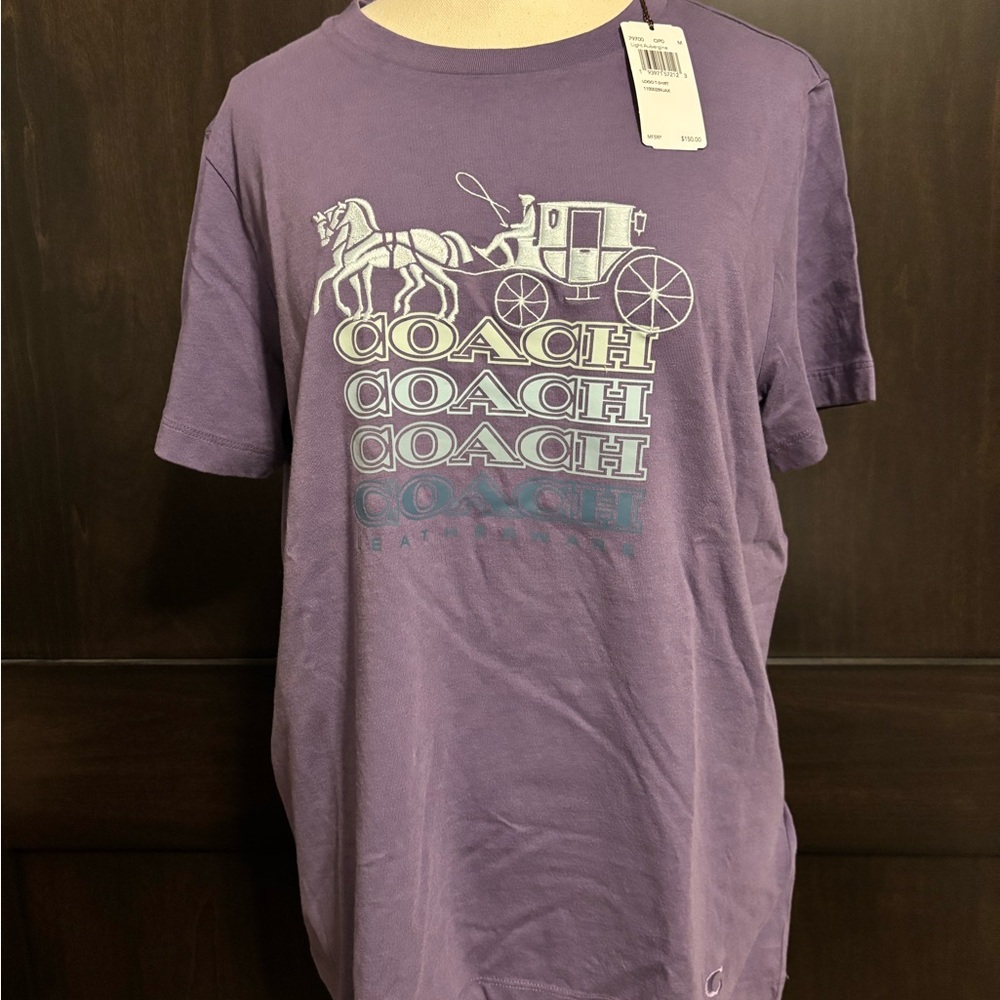 Coach Purple Short Sleeve Tee with Logo Design